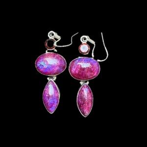 Elegant Pink MOONSTONE .925 Silver Dangle Earrings